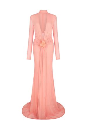 Abito lungo a maniche lunghe color pesca DAVID KOMA | RE26DK71DLPEACH